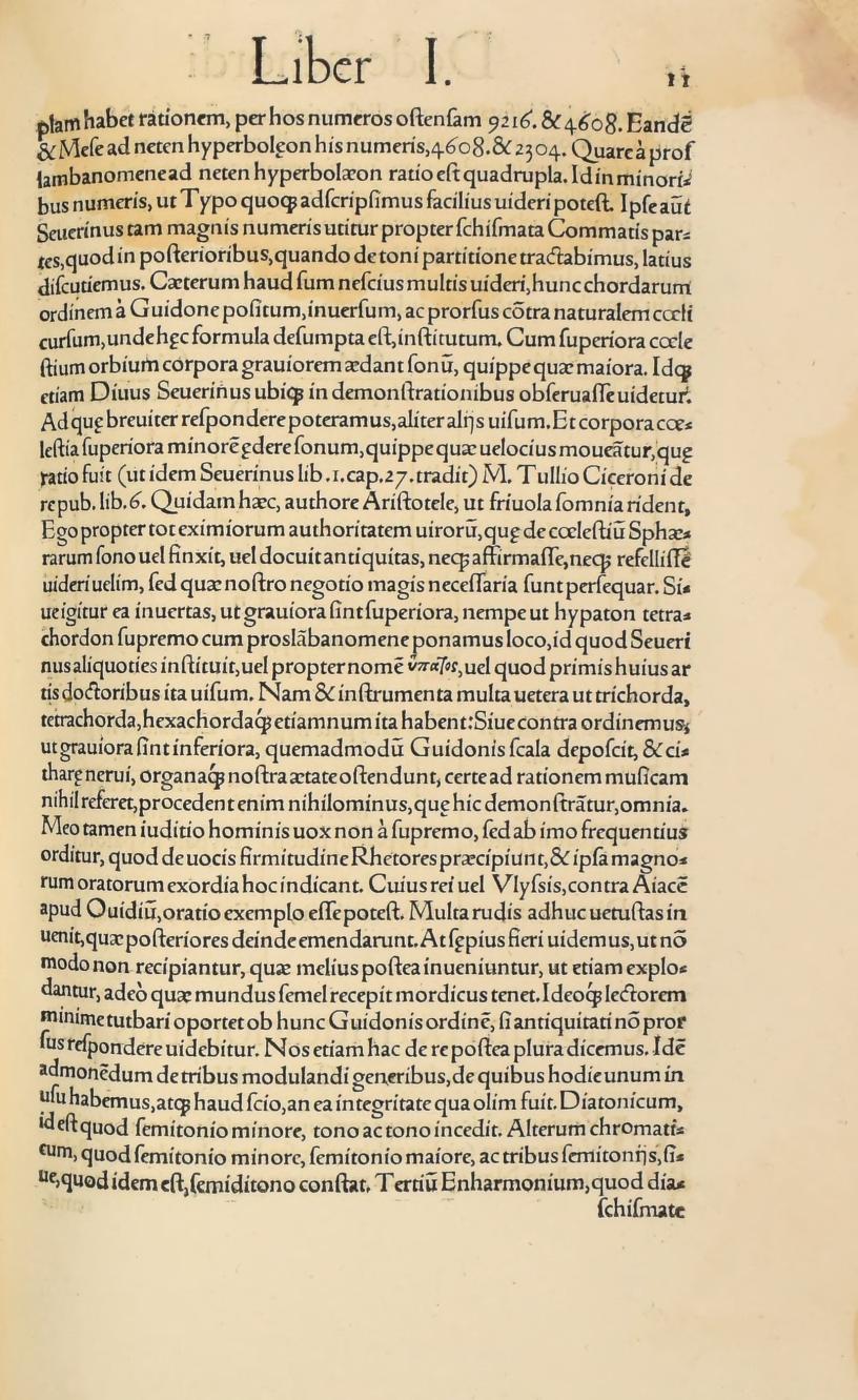 Original 1547 printed page 11: The Greater Perfect System, its strings, and proportions