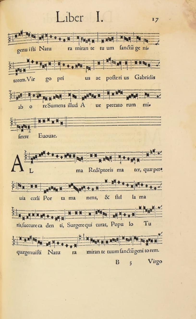 Original 1547 printed page 17: Continuation and alternate notation of Alma Redemptoris Mater