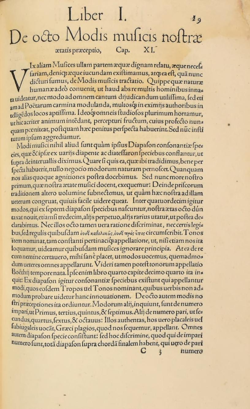 Original 1547 printed page 29: Chapter 11 opening: the modern teaching of eight modes