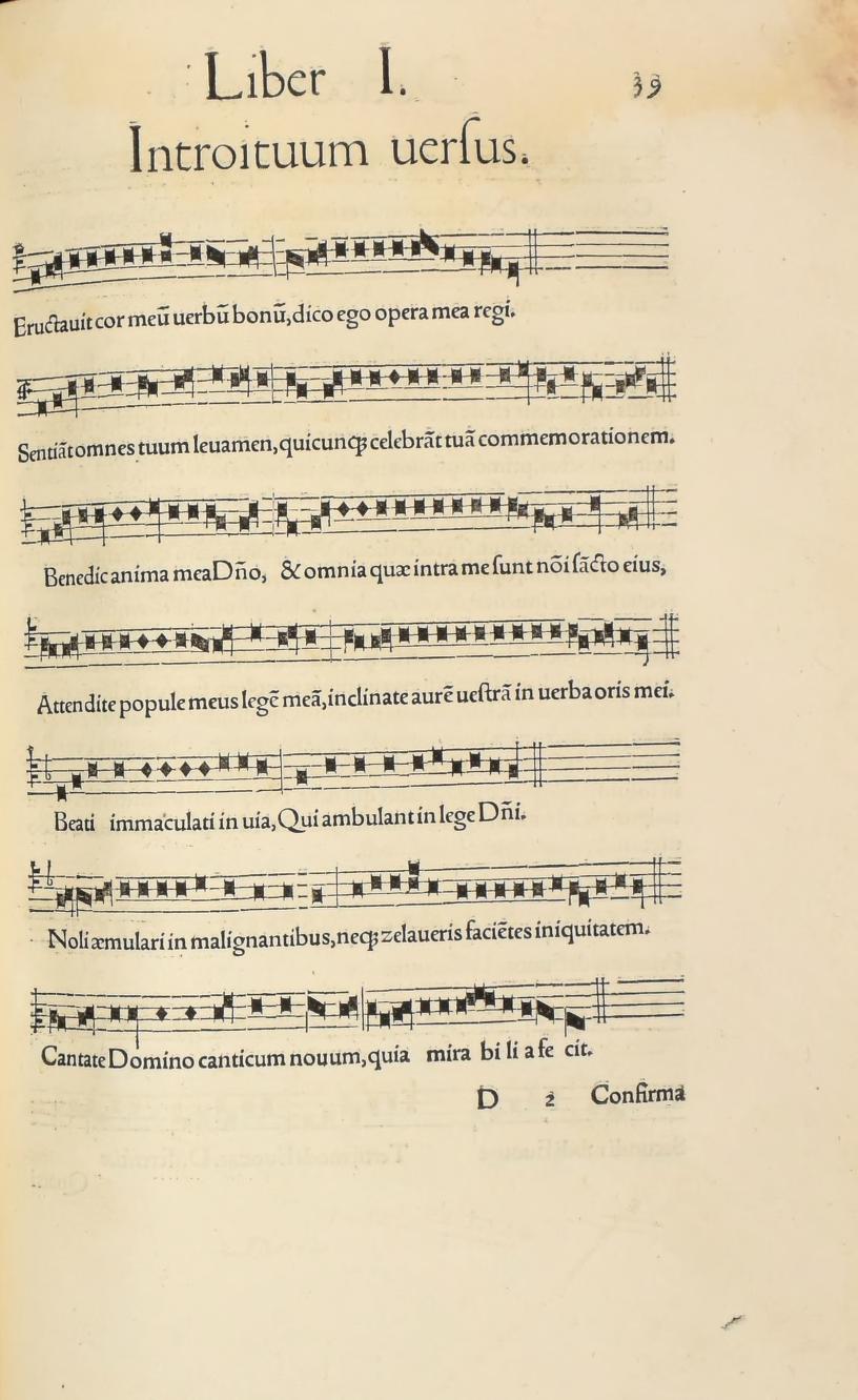 Original 1547 printed page 39: Notated introit verses for the modes