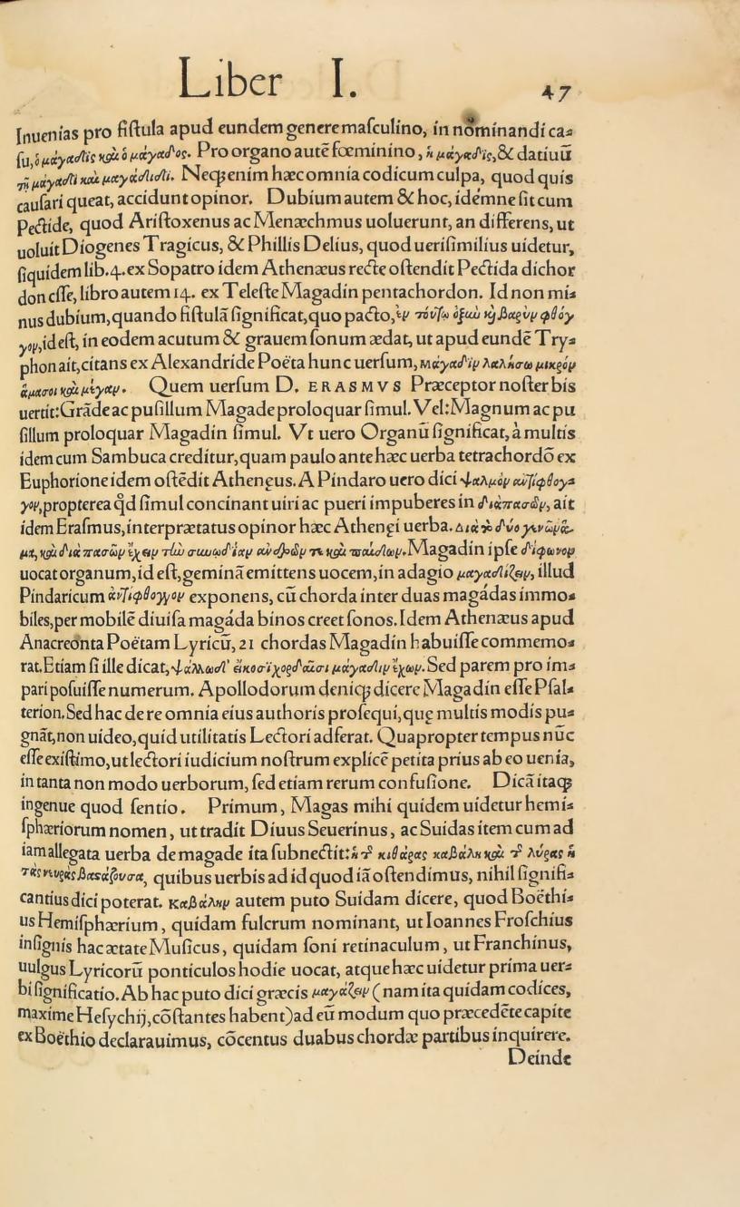 Original 1547 printed page 47: Ancient descriptions and Glarean’s interpretation of the bridge