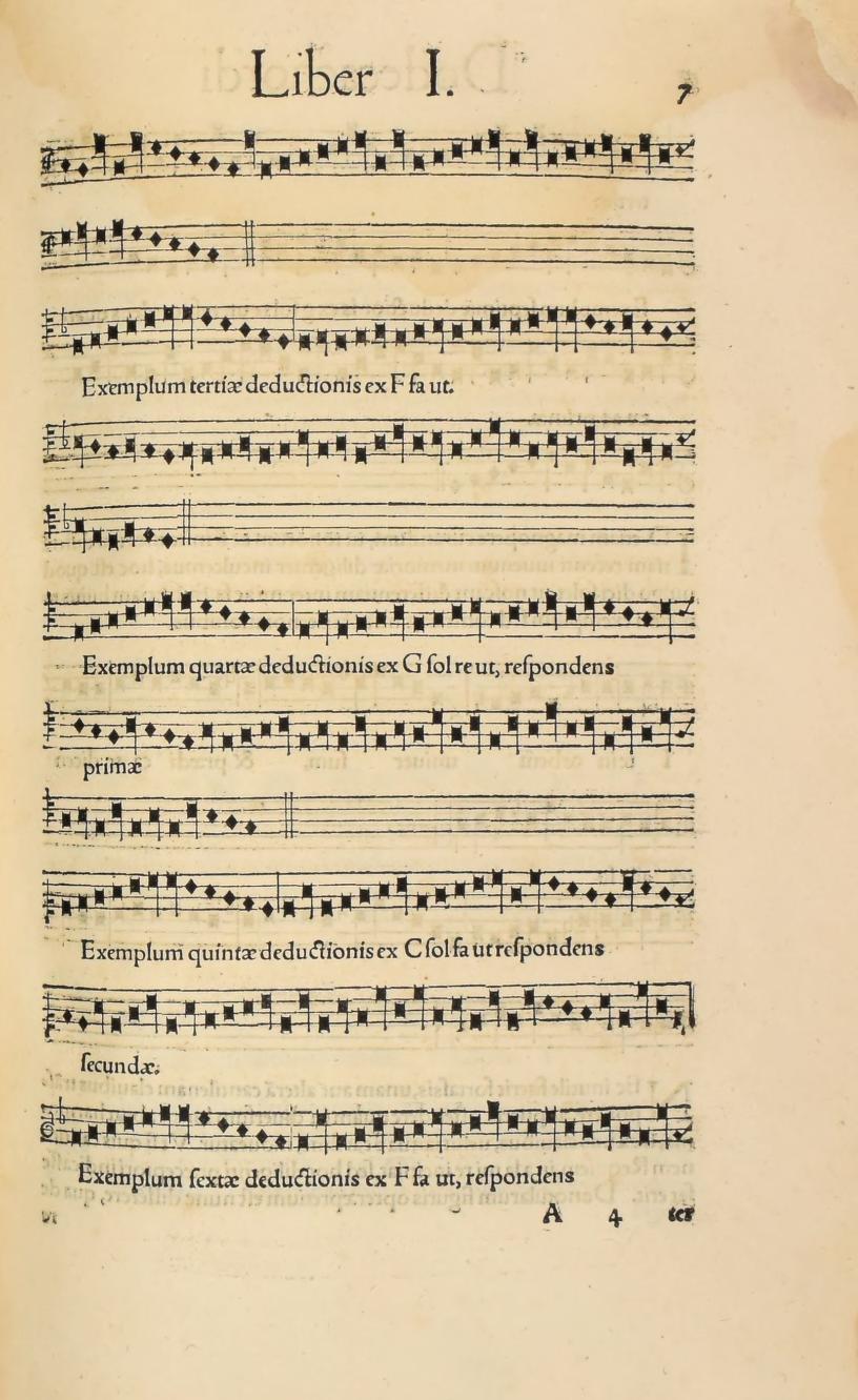 Original 1547 printed page 7: Further deduction exercises through the Guidonian scale